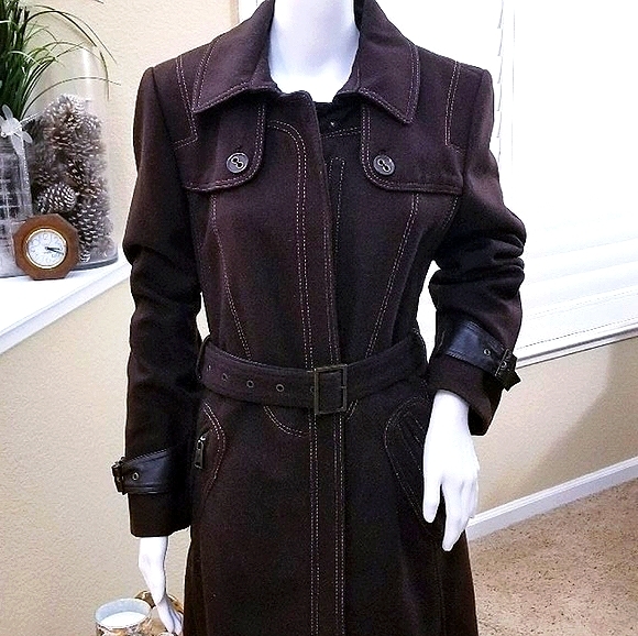 Heavy Wool Blend Belted Winter Coat - Picture 1 of 16